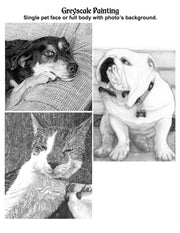 Hand Drawn and Painted Pet Portraits with Optional Cremation Ashes
